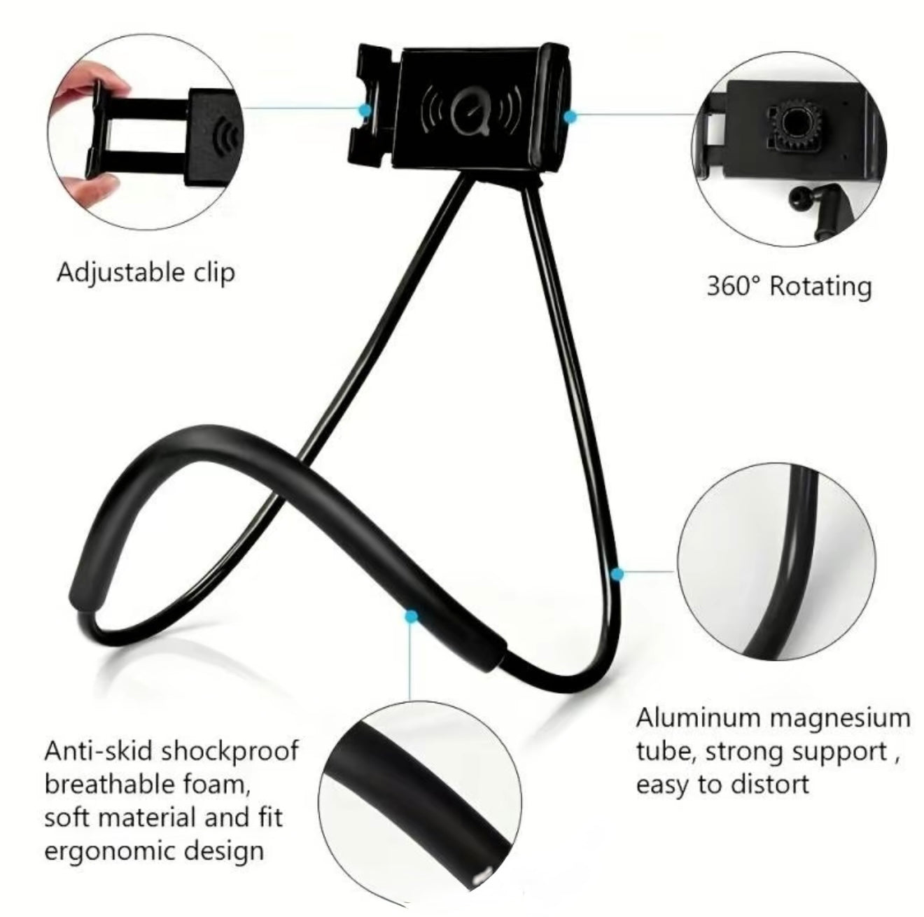 Neck Phone Holder for Lazy Use, Neck Hanging Phone Holder, Multipurpose Desktop Live Streaming Lazy Neck Phone Holder, Phone Accessories for Bed, Sofa, Car, Selfie, Live