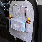 Multi-Pocket Rear Seat Storage Bag for Kids & Adults, Travel & Road Trips, Tablet Holder, Drink & Toy Storage for SUV, Truck, Sedan, Good for Summer Vacation, Felt Car Storage Bag - Rear Seat Organizer (1pc)