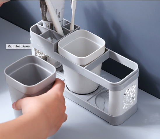 Creative Toothbrush Holder Set for Home Use, with 2 Mouthwash Cups, 1 Count Creative Countertop Toothbrush Storage Rack, Home Organiser for Bathroom