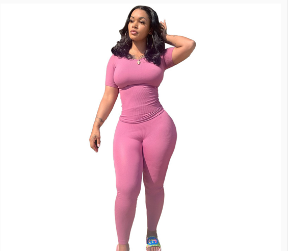 Women's Lounge Wear Ribbed Two Piece Set, Women's Solid Color Letter Print Crop Top & Skinny Pants Two-piece Set, Casual Fashion Cozy Breathable Two Piece for Daily Wear, Ladies Summer Clothes
