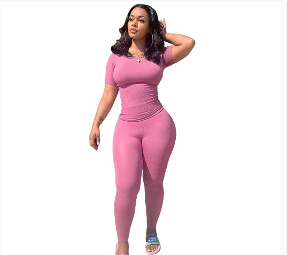Women's Lounge Wear Ribbed Two Piece Set, Women's Solid Color Letter Print Crop Top & Skinny Pants Two-piece Set, Casual Fashion Cozy Breathable Two Piece for Daily Wear, Ladies Summer Clothes