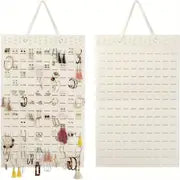 Hanging Jewelry Organizer for Earrings, Necklaces & Bracelets - Double-Sided Felt Storage Bag with Hooks, Foldable Storage-Saving Wall or Closet Hanger