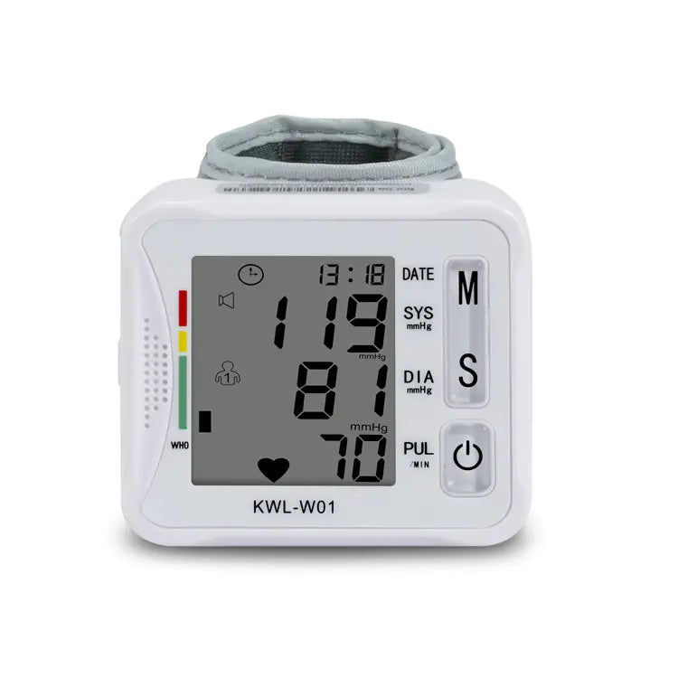 Smart Digital Wrist Blood Pressure Monitor, Accurate BP and Heart Rate Tracker with Large Display - KWL-WO1 for Home Use